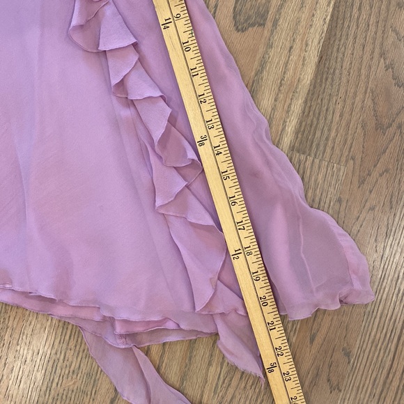 Bebe Lilac silk ruffle asymmetrical drop waist skirt - Picture 12 of 12